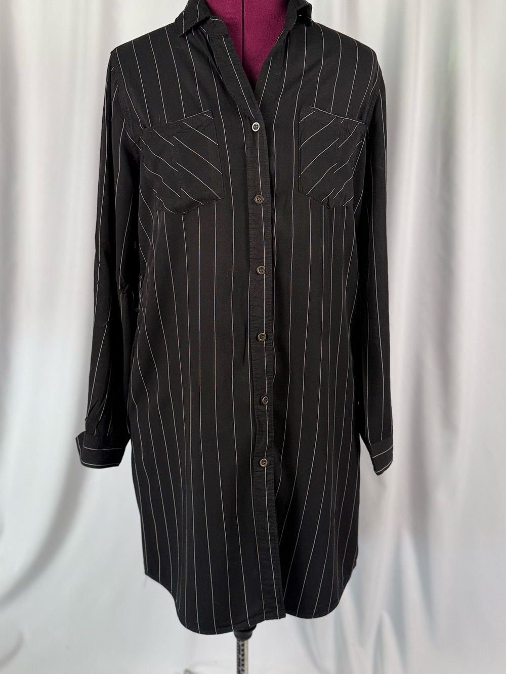 Velvet Heart Black Pinstripe Long Sleeve Shirt Dress